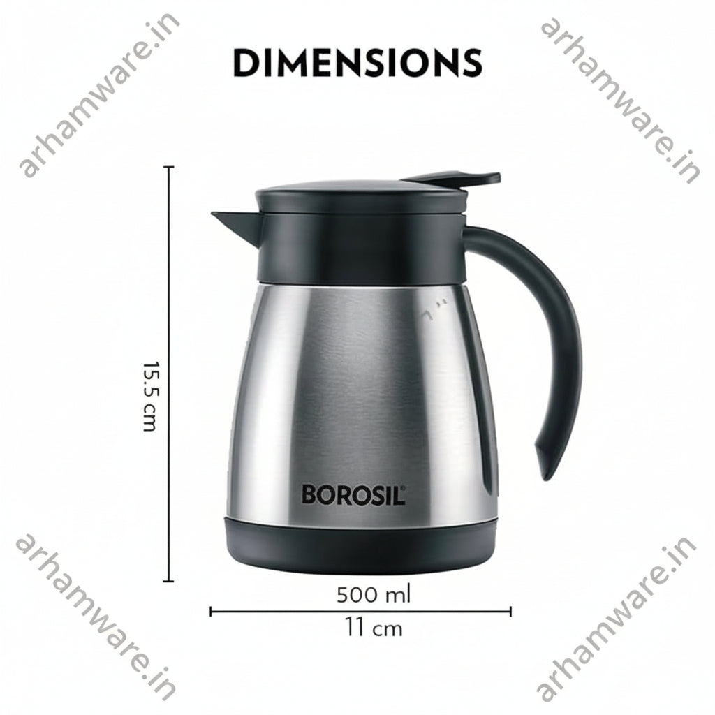 Borosil Hydra Teapot 500 Thermal Vacuum Insulated Kettle