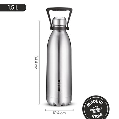 Borosil Hydra Thermal Vacuum Insulated Bottle 1500ml (1.5 ltr)