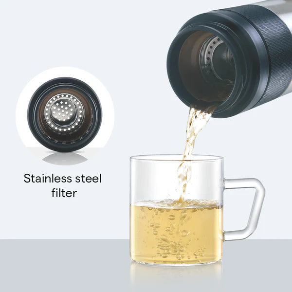 Borosil Hydra Travel Mate Thermal Vacuum Insulated Bottle 350ml Stainless Steel