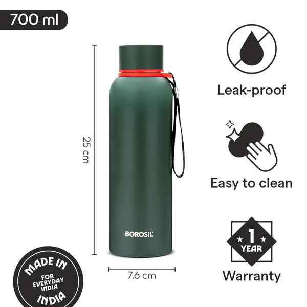 Borosil Hydra Trek Thermal Vacuum Insulated Bottle 700ml