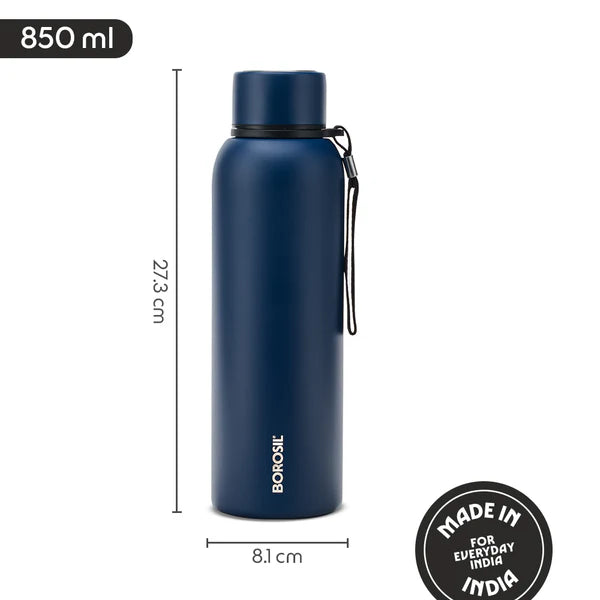 Borosil Hydra Trek Thermal Vacuum Insulated Bottle 850ml Indigo