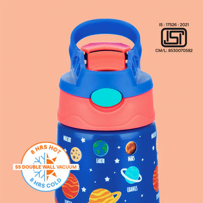 Borosil Hydra Thermal Vacuum Insulated Kids Straw Bottle 330ml