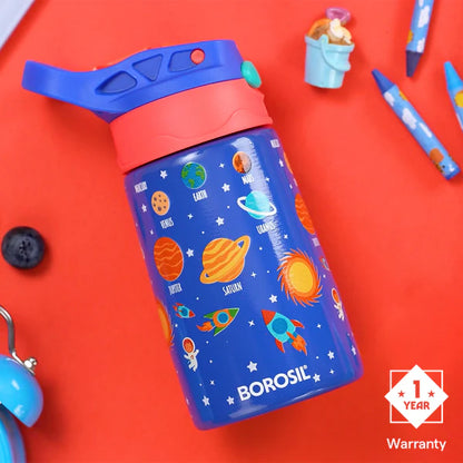 Borosil Hydra Thermal Vacuum Insulated Kids Straw Bottle 330ml