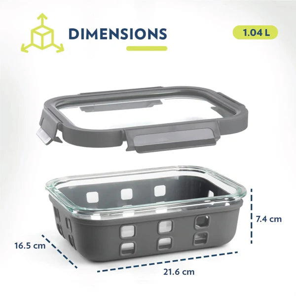 Borosil Klip n Store Plus Rectangular Borosilicate Glass Container & Lid