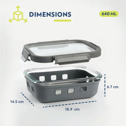 Borosil Klip n Store Plus Rectangular Borosilicate Glass Container & Lid