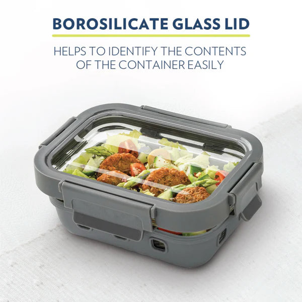 Borosil Klip n Store Plus Rectangular Borosilicate Glass Container & Lid