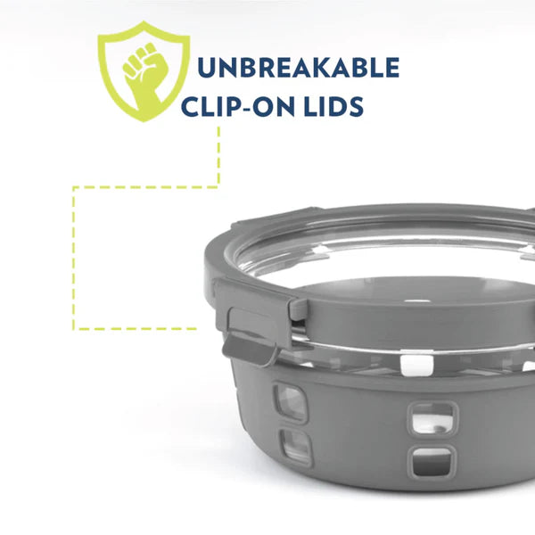 Borosil Klip n Store Plus Round Borosilicate Glass Container & Lid