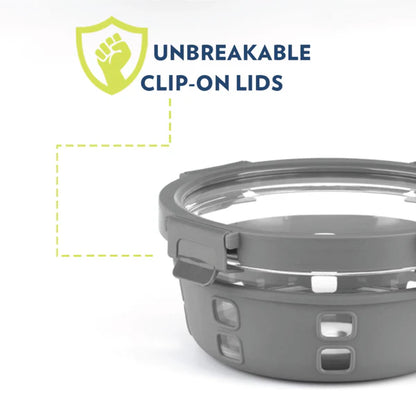 Borosil Klip n Store Plus Round Borosilicate Glass Container & Lid