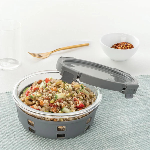 Borosil Klip n Store Plus Round Borosilicate Glass Container & Lid