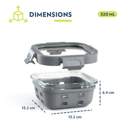 Borosil Klip n Store Plus Square Borosilicate Glass Container & Lid