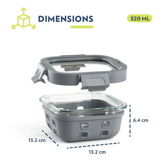 Borosil Klip n Store Plus Square Borosilicate Glass Container & Lid