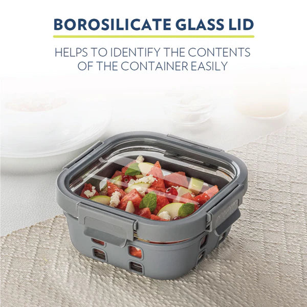 Borosil Klip n Store Plus Square Borosilicate Glass Container & Lid