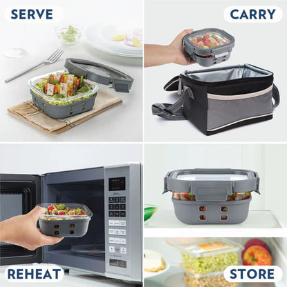 Borosil Klip n Store Plus Square Borosilicate Glass Container & Lid