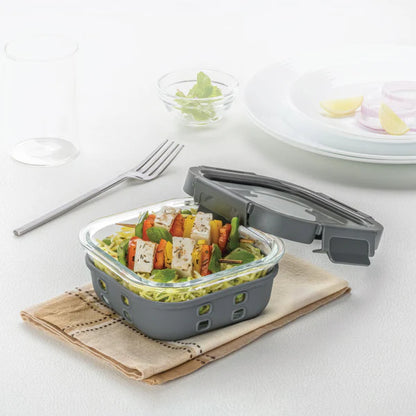 Borosil Klip n Store Plus Square Borosilicate Glass Container & Lid
