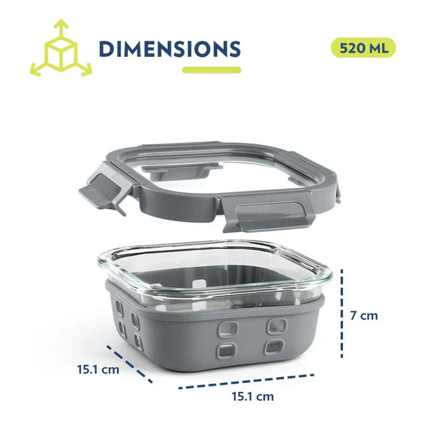 Borosil Klip n Store Plus Square Borosilicate Glass Container & Lid