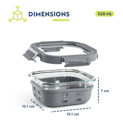 Borosil Klip n Store Plus Square Borosilicate Glass Container & Lid