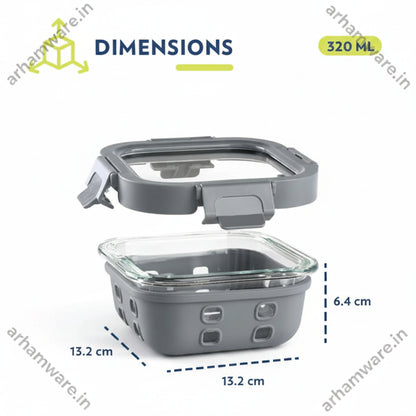 Borosil Klip n Store Plus Square Borosilicate Glass Container & Lid