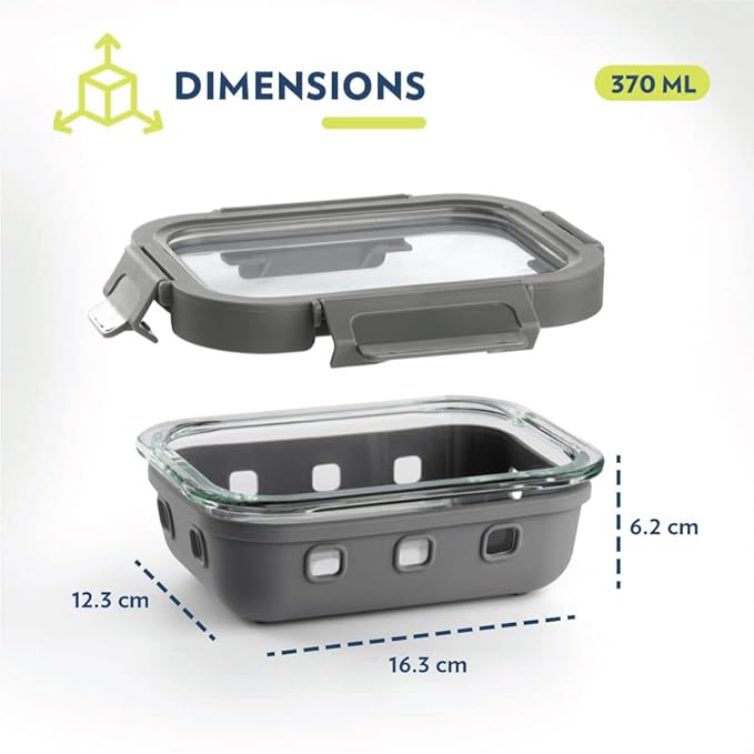Borosil Klip n Store Plus Rectangular Borosilicate Glass Container & Lid