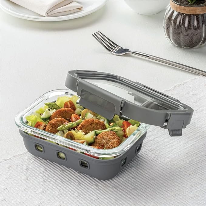 Borosil Klip n Store Plus Rectangular Borosilicate Glass Container & Lid