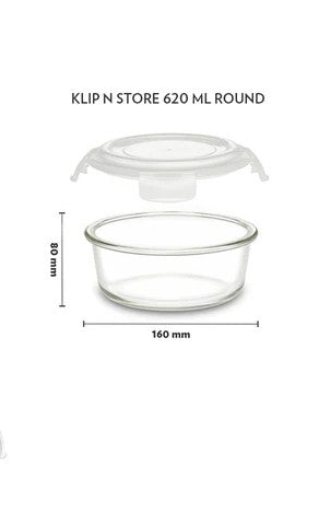 Borosil Klip n Store Round Borosilicate Glass Container