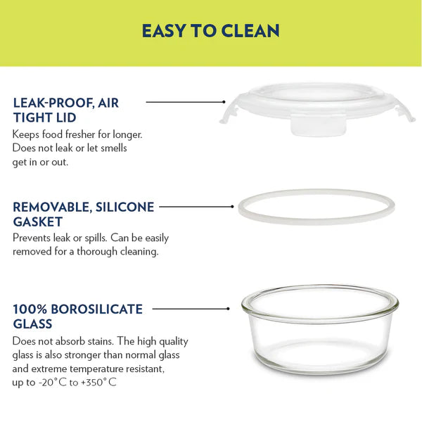 Borosil Klip n Store Round Borosilicate Glass Container