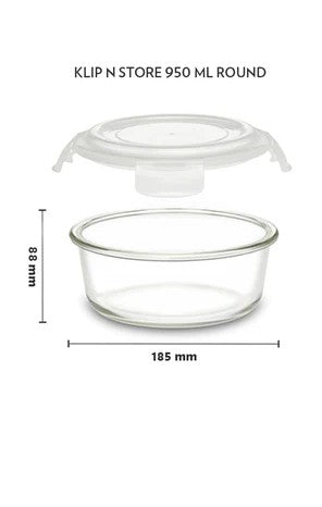 Borosil Klip n Store Round Borosilicate Glass Container