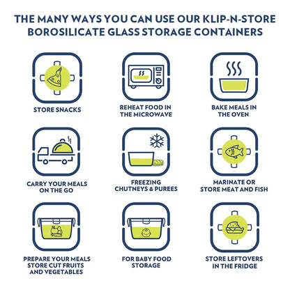 Borosil Klip n Store Round Borosilicate Glass Container
