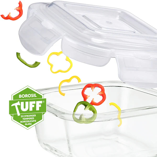 Borosil Klip n Store Square Borosilicate Glass Container