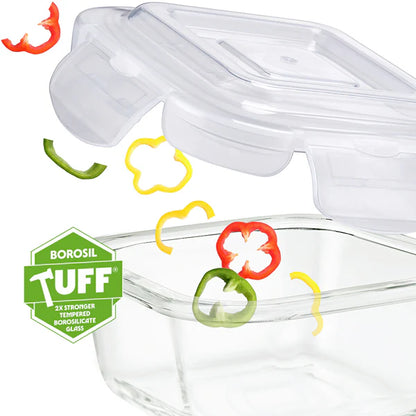 Borosil Klip n Store Square Borosilicate Glass Container