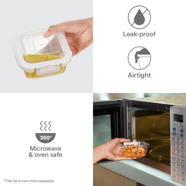 Borosil Klip n Store Square Borosilicate Glass Container