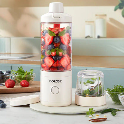Borosil Nutrimate Portable Juicer and Grinder 550ml White