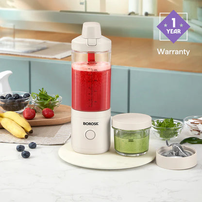 Borosil Nutrimate Portable Juicer and Grinder 550ml White