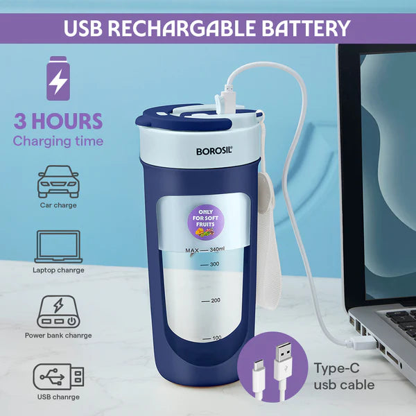 Borosil Nutrisip Portable Juicer 340ml