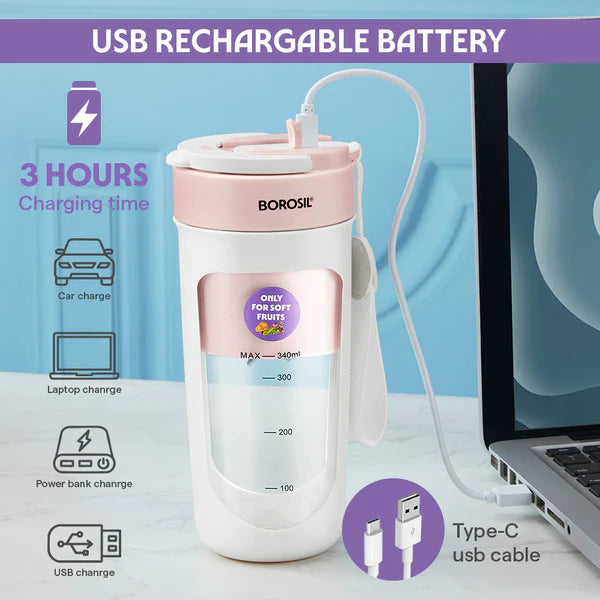 Borosil Nutrisip Portable Juicer 340ml