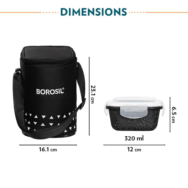 Borosil Glass Lunch Set Vertical with 3 Containers with Bag
