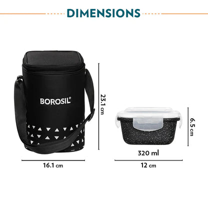 Borosil Glass Lunch Set Vertical with 3 Containers with Bag