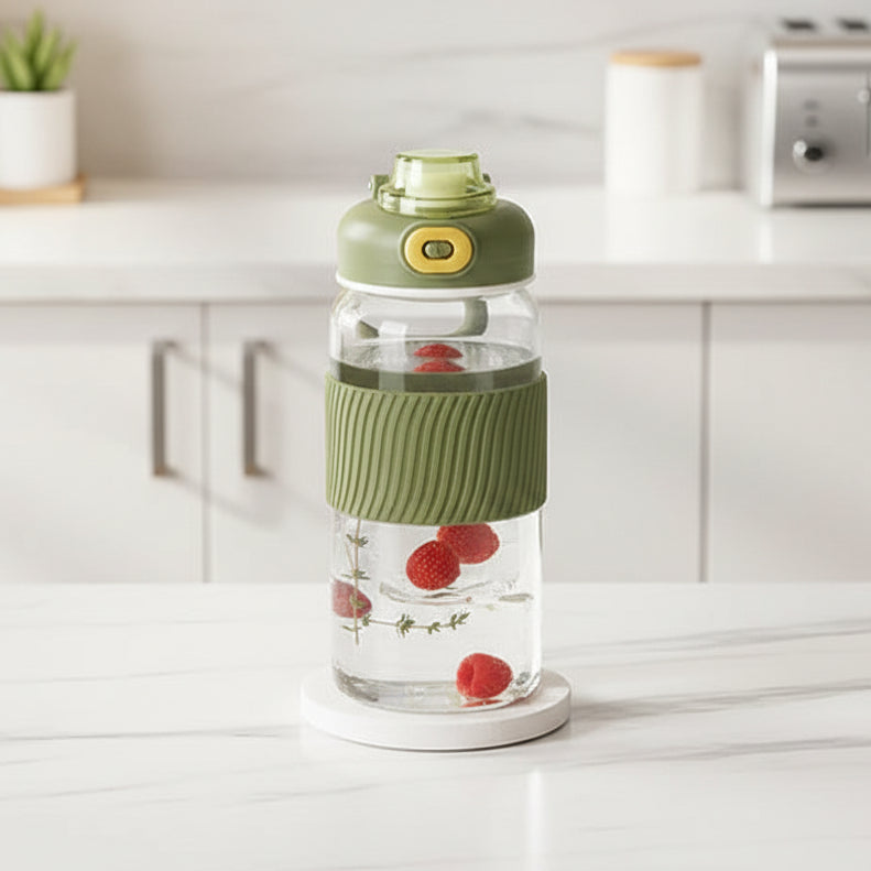 Borosil Poppy Borosilicate Glass Bottle 600ml