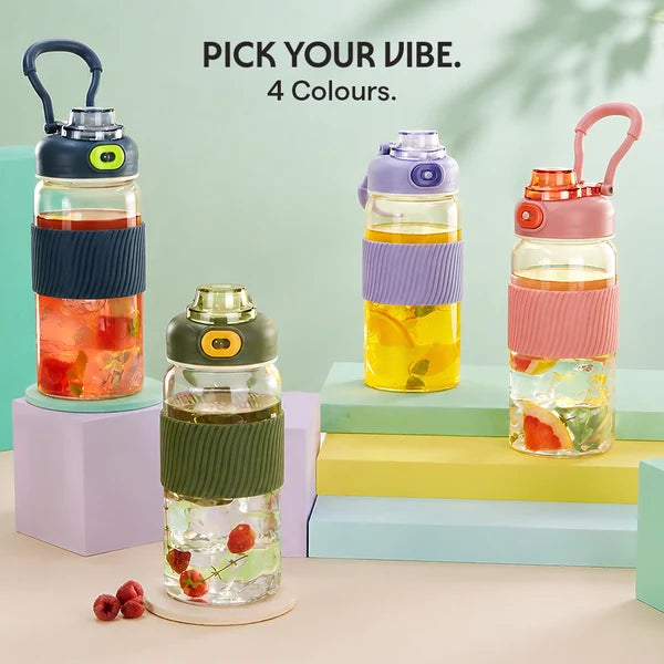 Borosil Poppy Borosilicate Glass Bottle 600ml