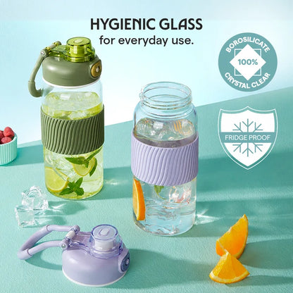 Borosil Poppy Borosilicate Glass Bottle 600ml
