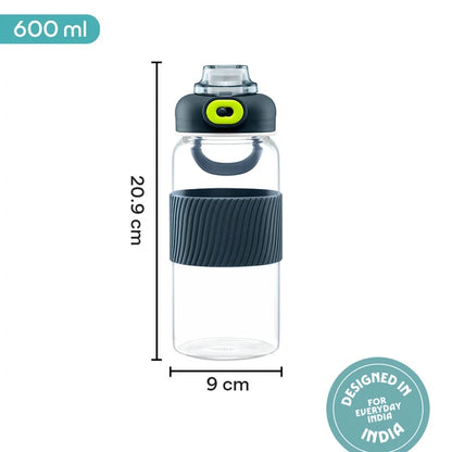 Borosil Poppy Borosilicate Glass Bottle 600ml