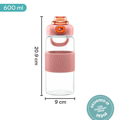Borosil Poppy Borosilicate Glass Bottle 600ml