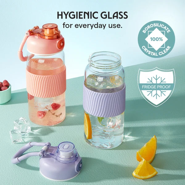 Borosil Poppy Borosilicate Glass Bottle 600ml