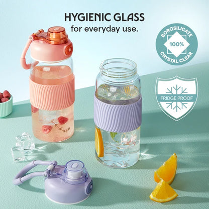 Borosil Poppy Borosilicate Glass Bottle 600ml