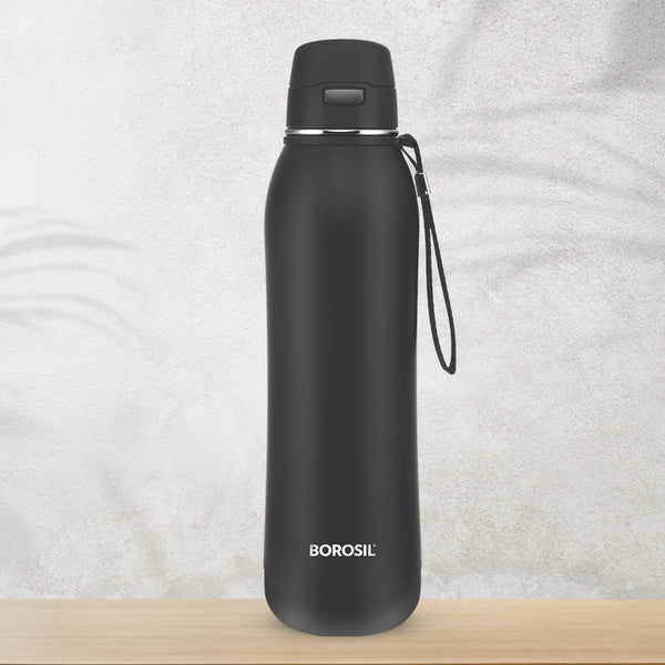 Borosil Hydra Rivera 800 Thermal Vacuum Insulated Bottle with Push Button Flip Cap