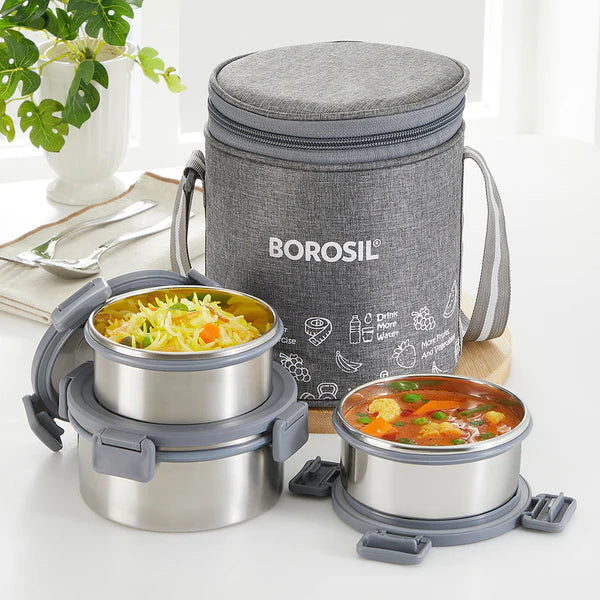 Borosil Slate Lunch Set With Vartical Bag Set Of 3