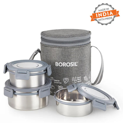 Borosil Slate Lunch Set With Vartical Bag Set Of 3