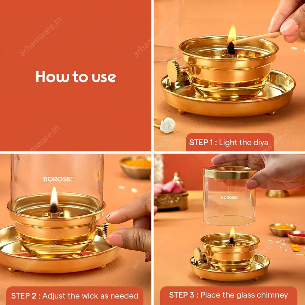 Borosil Vandana Brass Diya Large