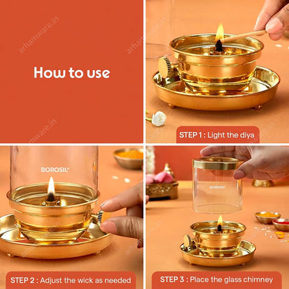 Borosil Vandana Brass Diya Large