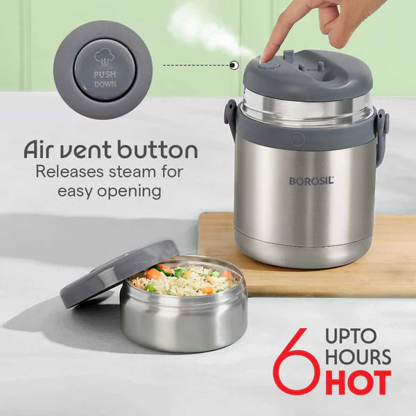 Borosil Hot-N-Fresh Thermal Vacuum Insulated Lunch Box with Bag