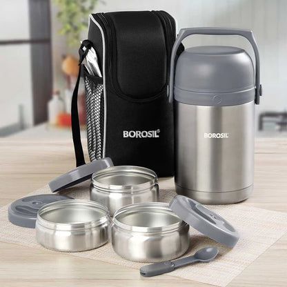 Borosil Hot-N-Fresh Thermal Vacuum Insulated Lunch Box with Bag